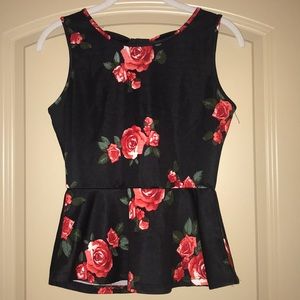 Forever 21 rose with back bow peplum top